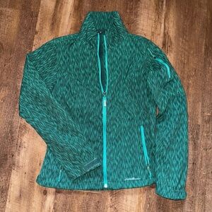 Eddie Bauer Jacket Teal Green Size Small Windfoil Elite Soft Shell Fleece LIned​